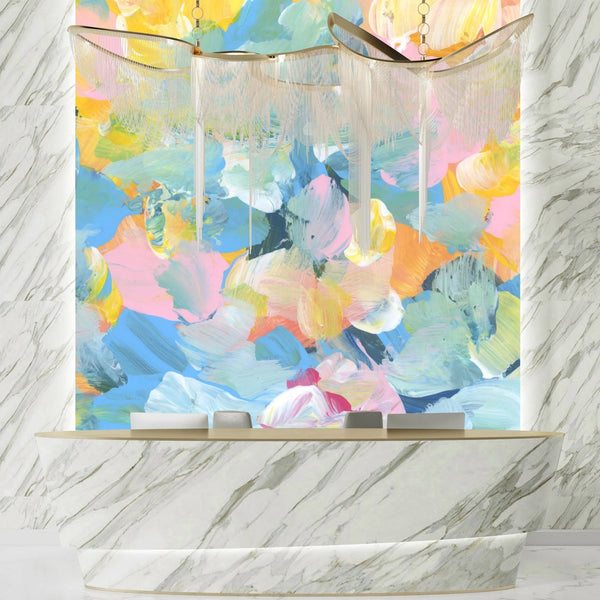 Bright Colors Wallpaper, Acrylic Paint Strokes Mural, Oversized Custom Size Wall Art, Non - Woven, Non - Adhesive, Modern Wall Paper, Removable - Adawall Wallpaper - Registered Trade Accounts Only, Wallpaper Wholesale Account - W78223 - Adawall Wholesale - Wallpaper Wholesaler