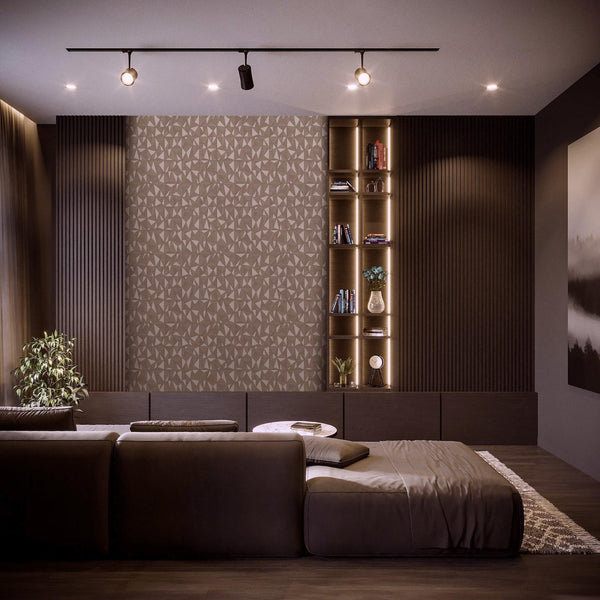 Brown Geometric Triangle Wallpaper, 3D Embossed Shiny Wallcovering, Abstract Pattern, Home Commercial Use - Adawall Wallpaper - Registered Trade Accounts Only, Wallpaper Wholesale Account - 23204-4 - Adawall Wholesale - Wallpaper Wholesaler