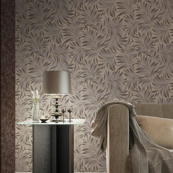 Brown Luxury Leaves Solid Color Shades Wallpaper, Deep Embossed Flocked Velvet Feeling Design - Adawall Wallpaper - Registered Trade Accounts Only, Wallpaper Wholesale Account - 7812-3 - Adawall Wholesale - Wallpaper Wholesaler