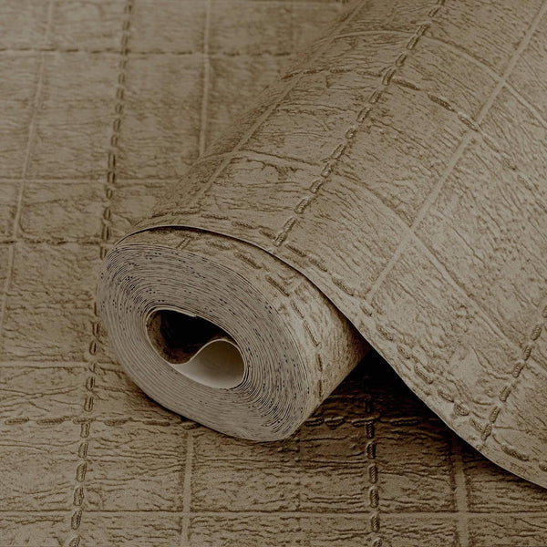Brown Stitch Embossed Geometric Cubic Light Gray,Home Wall Decor, Aesthetic Wallpaper, Textured Wallcovering Non - Adhesive and Non - Peel - Adawall Wallpaper - Registered Trade Accounts Only, Wallpaper Wholesale Account - 1001-4 - Adawall Wholesale - Wallpaper Wholesaler