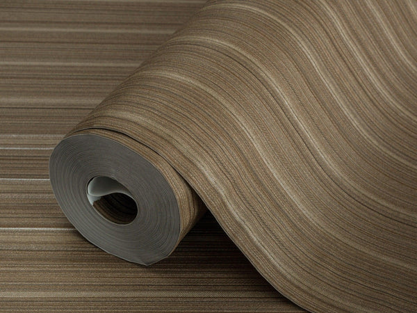 Brown Thin Striped 3D Embossed Wallpaper, Stylish Fabric Like Patterns Wallcovering - Walloro High End Wallcoverings & More