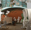 Bunnies and Bear Wallpaper, Sleeping in the Den Mural, Oversized Custom Size Wall Art, Non - Woven, Non - Adhesive, Modern Wall Paper, Removable - Adawall Wallpaper - Registered Trade Accounts Only, Wallpaper Wholesale Account - W78153 - Adawall Wholesale - Wallpaper Wholesaler