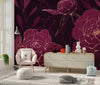 Burgundy Peonies Wallpaper, Luxury Mural, Oversized Custom Size Wall Art, Non - Woven, Non - Adhesive, Modern Wall Paper, Removable - Adawall Wallpaper - Registered Trade Accounts Only, Wallpaper Wholesale Account - W77931 - Adawall Wholesale - Wallpaper Wholesaler