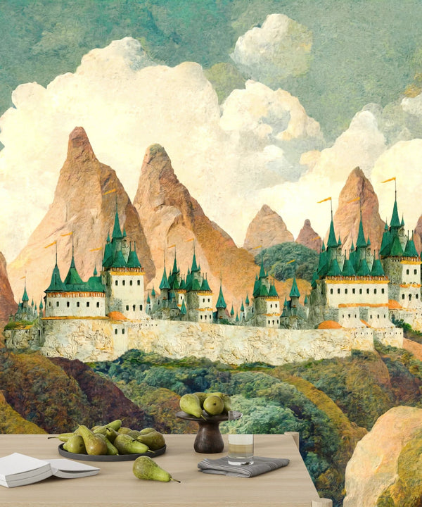 Castle Wallpaper, Mountain Landscape Mural, Oversized Custom Size Wall Art, Non - Woven, Non - Adhesive, Modern Wall Paper, Removable - Adawall Wallpaper - Registered Trade Accounts Only, Wallpaper Wholesale Account - W77834 - Adawall Wholesale - Wallpaper Wholesaler