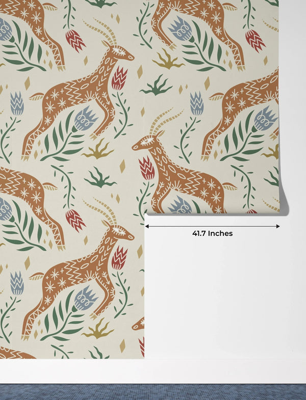 Celestial Folk Antilope Wallpaper, Boho Mural, Oversized Custom Size Wall Art, Non - Woven, Non - Adhesive, Modern Wall Paper, Removable - Adawall Wallpaper - Registered Trade Accounts Only, Wallpaper Wholesale Account - W77541 - Adawall Wholesale - Wallpaper Wholesaler