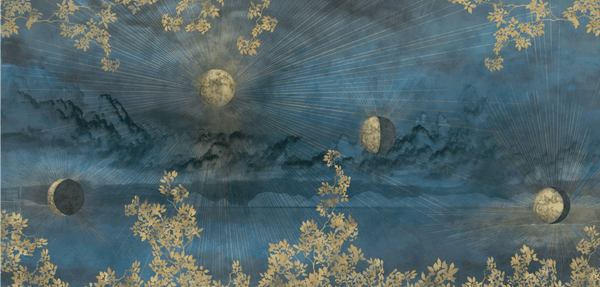 Celestial Moon Wall Mural, Moon Phases Blue Wallpaper, Large Space Custom Size Wall Covering, Non - Woven, Non - Pasted, Removable, Washable, Art - Adawall Wallpaper - Registered Trade Accounts Only, Wallpaper Wholesale Account - t_SE303-1 - Adawall Wholesale - Wallpaper Wholesaler