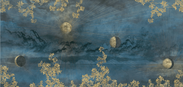 Celestial Moon Wall Mural, Moon Phases Blue Wallpaper, Large Space Custom Size Wall Covering, Non - Woven, Non - Pasted, Removable, Washable, Art - Adawall Wallpaper - Registered Trade Accounts Only, Wallpaper Wholesale Account - t_SE303-1 - Adawall Wholesale - Wallpaper Wholesaler