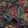 Charming Floral Deep Embossed Wallpaper, Black Red Bloom Blossom Flower Design Interior Wall Decor - Walloro High End Wallcoverings & More