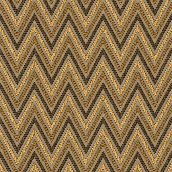 Chevron Wallpaper, Brown, Yellow Geometric Deep Embossed Zigzag Pattern Geometric Wallcovering - Walloro High End Wallcoverings & More