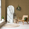 Chevron Wallpaper, Brown, Yellow Geometric Deep Embossed Zigzag Pattern Geometric Wallcovering - Adawall Wallpaper - Registered Trade Accounts Only, Wallpaper Wholesale Account - 1509-4 - Adawall Wholesale - Wallpaper Wholesaler