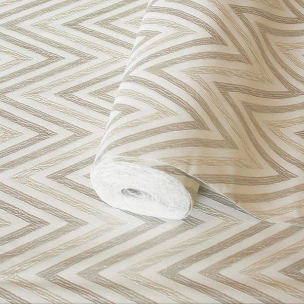 Chevron Wallpaper, Ivory, Beige, White Geometric Deep Embossed Zigzag Pattern Geometric Wallcovering - Adawall Wallpaper - Registered Trade Accounts Only, Wallpaper Wholesale Account - 1509-1 - Adawall Wholesale - Wallpaper Wholesaler