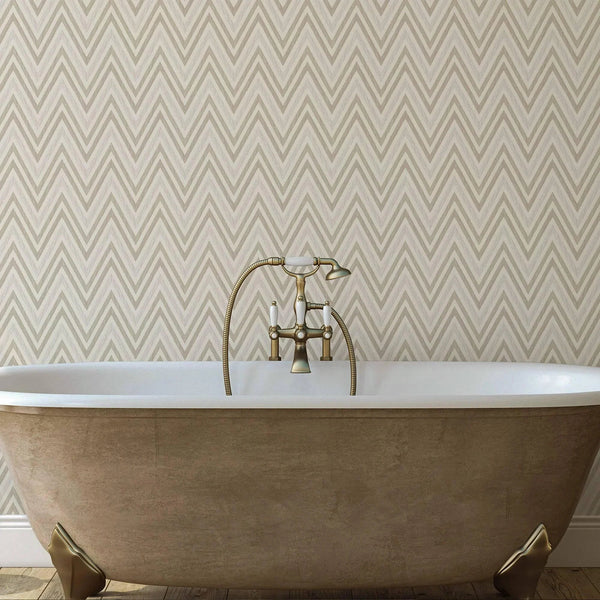 Chevron Wallpaper, Ivory, Beige, White Geometric Deep Embossed Zigzag Pattern Geometric Wallcovering - Adawall Wallpaper - Registered Trade Accounts Only, Wallpaper Wholesale Account - 1509-1 - Adawall Wholesale - Wallpaper Wholesaler