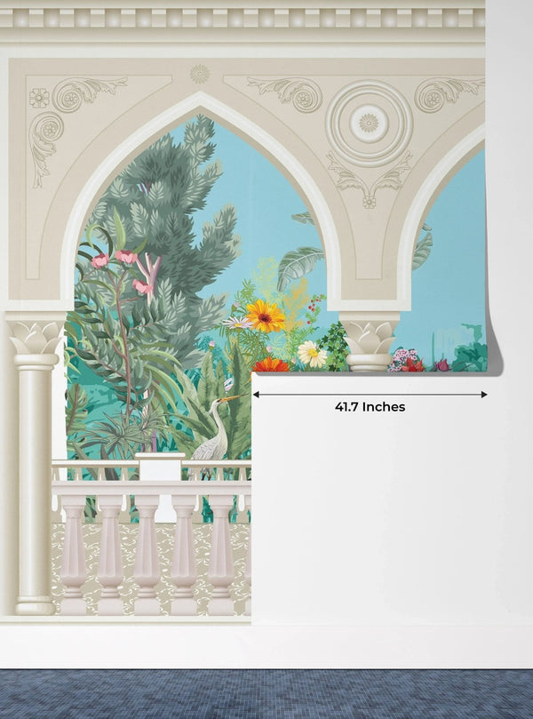 Chinoiserie Garden Arch Wallpaper, Peacock Mural, Oversized Custom Size Wall Art, Non - Woven, Non - Adhesive, Modern Wall Paper, Removable - Adawall Wallpaper - Registered Trade Accounts Only, Wallpaper Wholesale Account - W77785 - Adawall Wholesale - Wallpaper Wholesaler