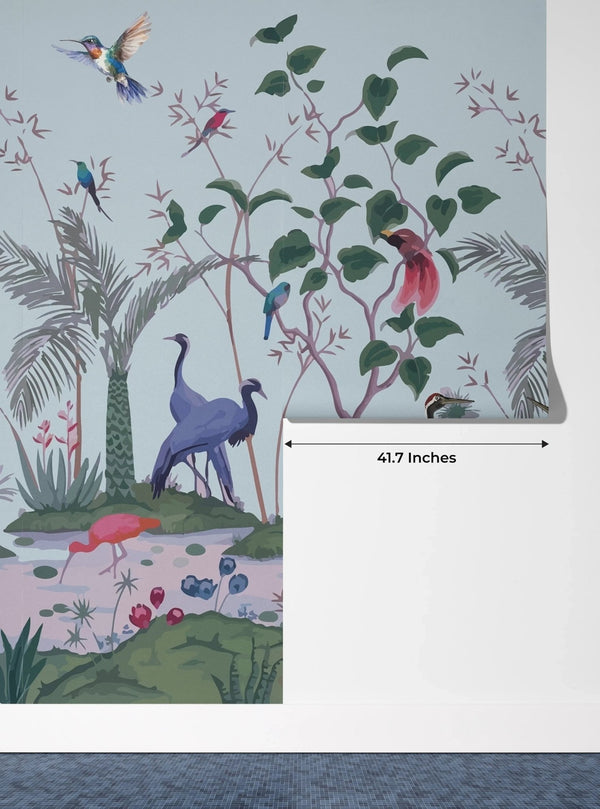 Chinoiserie Wallpaper, Birds, Floral Mural, Oversized Custom Size Wall Art, Non - Woven, Non - Adhesive, Modern Wall Paper, Removable - Adawall Wallpaper - Registered Trade Accounts Only, Wallpaper Wholesale Account - W77999 - Adawall Wholesale - Wallpaper Wholesaler