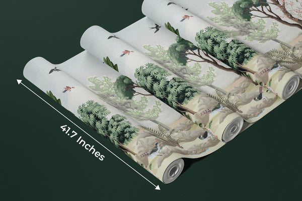 Chinoiserie Wallpaper, Birds, Jungle Mural, Oversized Custom Size Wall Art, Non - Woven, Non - Adhesive, Modern Wall Paper, Removable - Adawall Wallpaper - Registered Trade Accounts Only, Wallpaper Wholesale Account - W77670 - Adawall Wholesale - Wallpaper Wholesaler