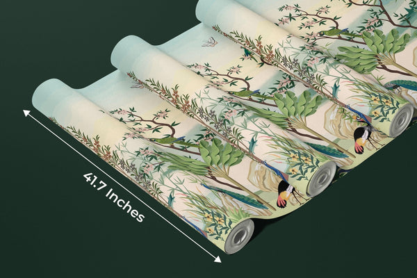 Chinoiserie Wallpaper, Floral Trees and Birds Mural, Oversized Custom Size Wall Art, Non - Woven, Non - Adhesive, Modern Wall Paper, Removable - Adawall Wallpaper - Registered Trade Accounts Only, Wallpaper Wholesale Account - W77708 - Adawall Wholesale - Wallpaper Wholesaler