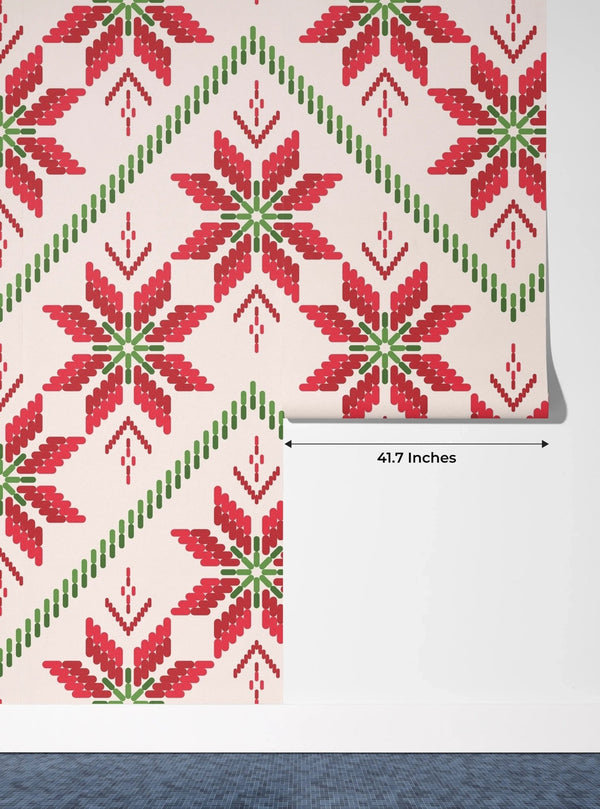 Christmas Ikat Wallpaper, Seamless Pattern Mural, Oversized Custom Size Wall Art, Non - Woven, Non - Adhesive, Modern Wall Paper, Removable - Adawall Wallpaper - Registered Trade Accounts Only, Wallpaper Wholesale Account - W78030 - Adawall Wholesale - Wallpaper Wholesaler