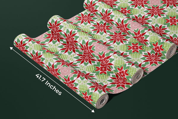 Christmas Poinsettia Wallpaper, Seamless Pattern Mural, Oversized Custom Size Wall Art, Non - Woven, Non - Adhesive, Modern Wall Paper, Removable - Adawall Wallpaper - Registered Trade Accounts Only, Wallpaper Wholesale Account - W78031 - Adawall Wholesale - Wallpaper Wholesaler