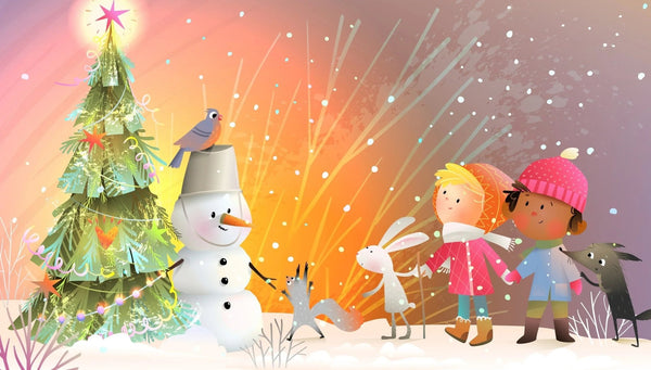 Christmas Tree, Snowman Wallpaper, Children, Animals Mural, Oversized Custom Size Wall Art, Non - Woven, Non - Adhesive, Modern Wall Paper, Removable - Adawall Wallpaper - Registered Trade Accounts Only, Wallpaper Wholesale Account - W78155 - Adawall Wholesale - Wallpaper Wholesaler