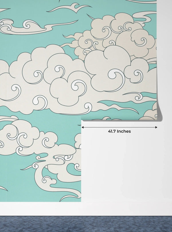 Clouds, Blue Background Wallpaper, Seamless Pattern Mural, Oversized Custom Size Wall Art, Non - Woven, Non - Adhesive, Modern Wall Paper, Removable - Adawall Wallpaper - Registered Trade Accounts Only, Wallpaper Wholesale Account - W77694 - Adawall Wholesale - Wallpaper Wholesaler