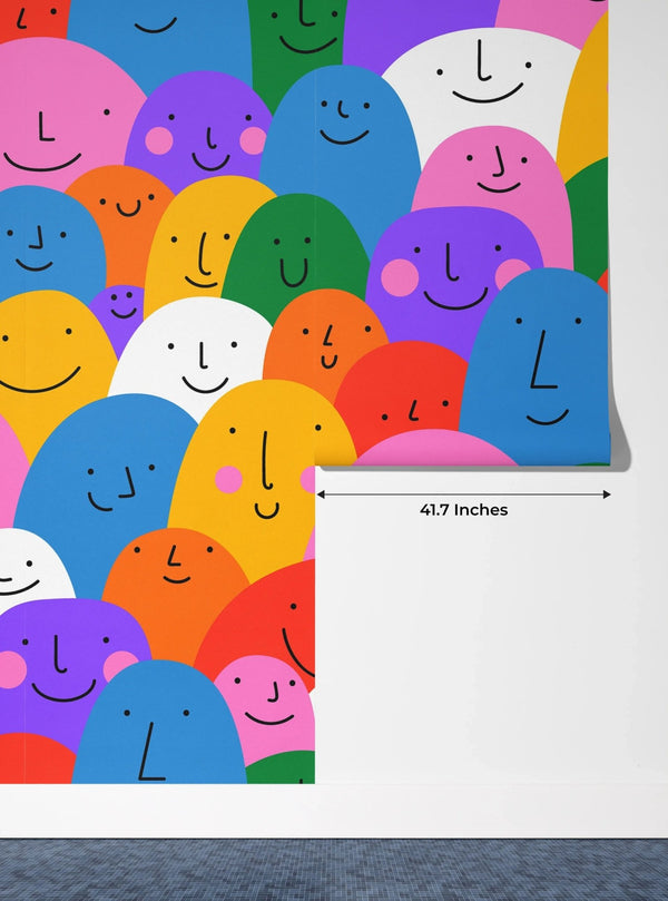 Colorful Cartoon People Wallpaper, Seamless Pattern Mural, Oversized Custom Size Wall Art, Non - Woven, Non - Adhesive, Modern Wall Paper, Removable - Adawall Wallpaper - Registered Trade Accounts Only, Wallpaper Wholesale Account - W78200 - Adawall Wholesale - Wallpaper Wholesaler