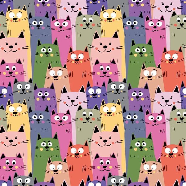 Colorful Cute Kitten Wallpaper, Seamless Pattern Mural, Oversized Custom Size Wall Art, Non - Woven, Non - Adhesive, Modern Wall Paper, Removable - Adawall Wallpaper - Registered Trade Accounts Only, Wallpaper Wholesale Account - W77558 - Adawall Wholesale - Wallpaper Wholesaler