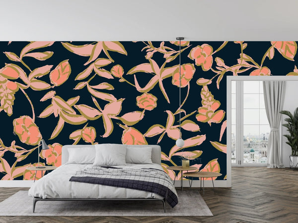 Colorful Floral Wallpaper, Seamless Pattern Mural, Oversized Custom Size Wall Art, Non - Woven, Non - Adhesive, Modern Wall Paper, Removable - Adawall Wallpaper - Registered Trade Accounts Only, Wallpaper Wholesale Account - W78004 - Adawall Wholesale - Wallpaper Wholesaler