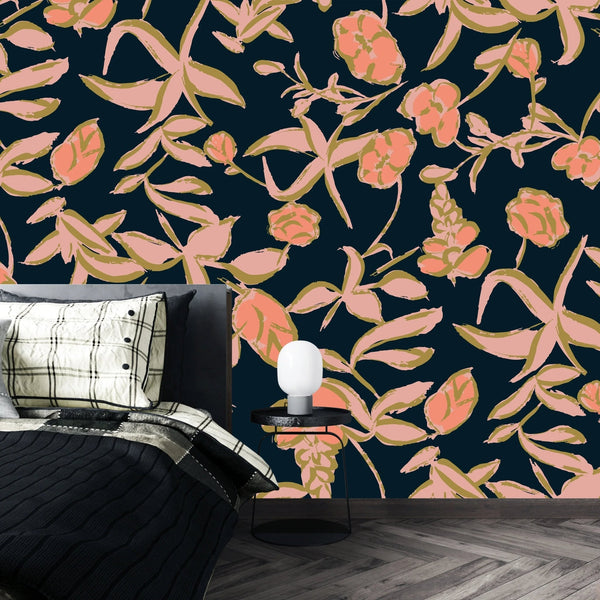 Colorful Floral Wallpaper, Seamless Pattern Mural, Oversized Custom Size Wall Art, Non - Woven, Non - Adhesive, Modern Wall Paper, Removable - Adawall Wallpaper - Registered Trade Accounts Only, Wallpaper Wholesale Account - W78004 - Adawall Wholesale - Wallpaper Wholesaler