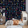 Colorful Lines, Dots Wallpaper, Black Background Mural, Oversized Custom Size Wall Art, Non - Woven, Non - Adhesive, Modern Wall Paper, Removable - Adawall Wallpaper - Registered Trade Accounts Only, Wallpaper Wholesale Account - W77633 - Adawall Wholesale - Wallpaper Wholesaler