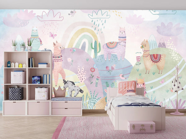 Colorful Wildlife Wallpaper, Clouds, Rainbow Mural, Oversized Custom Size Wall Art, Non - Woven, Non - Adhesive, Modern Wall Paper, Removable - Adawall Wallpaper - Registered Trade Accounts Only, Wallpaper Wholesale Account - W77779 - Adawall Wholesale - Wallpaper Wholesaler
