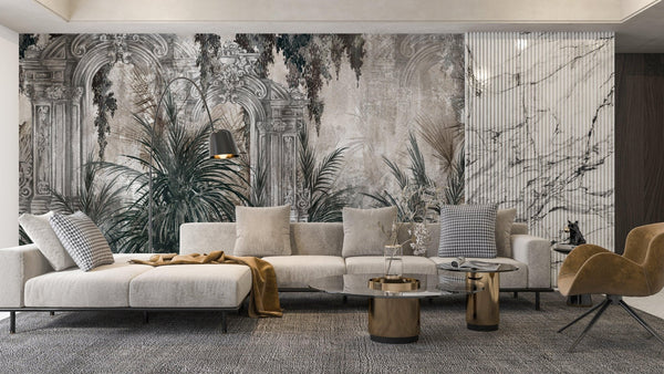 Columns in the Tropics Wallpaper, Watercolor Style Mural, Oversized Custom Size Wall Art, Non - Woven, Non - Adhesive, Modern Wall Paper, Removable - Adawall Wallpaper - Registered Trade Accounts Only, Wallpaper Wholesale Account - W77507 - Adawall Wholesale - Wallpaper Wholesaler