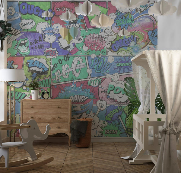 Comics Wallpaper, Graffiti Mural, Oversized Custom Size Wall Art, Non - Woven, Non - Adhesive, Modern Wall Paper, Removable - Adawall Wallpaper - Registered Trade Accounts Only, Wallpaper Wholesale Account - W77840 - Adawall Wholesale - Wallpaper Wholesaler
