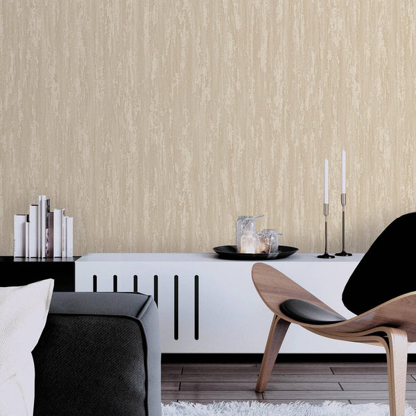 Contemporary Plain Textured Wallpaper, Beige Elegant Distressed Design, Washable, Large 114 sq ft Roll - Walloro High End Wallcoverings & More