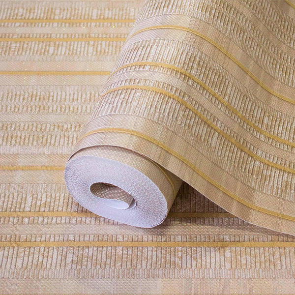 Contemporary Stripe Pattern Embossed Wallpaper, Beige, Gold Professional Luxury Striped Wall Paper, Non - Woven - Adawall Wallpaper - Registered Trade Accounts Only, Wallpaper Wholesale Account - 1208-4 - Adawall Wholesale - Wallpaper Wholesaler