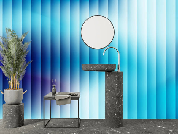 Corrugated Glass Effect Wallpaper, Cool Blue Mural, Oversized Custom Size Wall Art, Non - Woven, Non - Adhesive, Modern Wall Paper, Removable - Adawall Wallpaper - Registered Trade Accounts Only, Wallpaper Wholesale Account - W77796 - Adawall Wholesale - Wallpaper Wholesaler