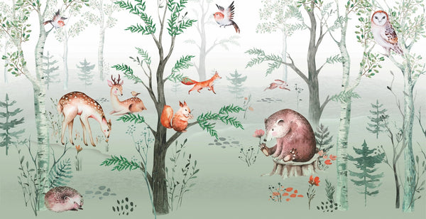 Cute Animals Wallpaper, Kids Mural, Oversized Custom Size Wall Art, Non - Woven, Non - Adhesive, Modern Wall Paper, Removable - Adawall Wallpaper - Registered Trade Accounts Only, Wallpaper Wholesale Account - W77656 - Adawall Wholesale - Wallpaper Wholesaler