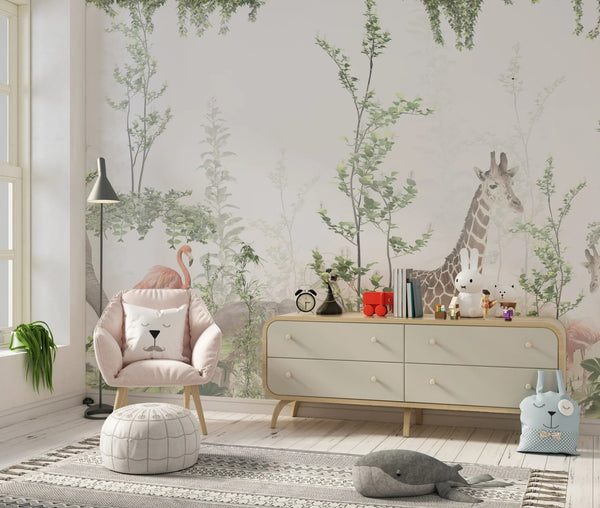 Cute Animals Wallpaper, Tropics Mural, Oversized Custom Size Wall Art, Non - Woven, Non - Adhesive, Modern Wall Paper, Removable - Adawall Wallpaper - Registered Trade Accounts Only, Wallpaper Wholesale Account - W77996 - Adawall Wholesale - Wallpaper Wholesaler