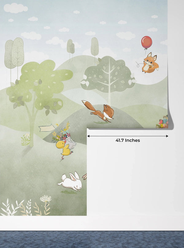 Cute Animals Wallpaper, Woodland Summer Mural, Oversized Custom Size Wall Art, Non - Woven, Non - Adhesive, Modern Wall Paper, Removable - Adawall Wallpaper - Registered Trade Accounts Only, Wallpaper Wholesale Account - W77752 - Adawall Wholesale - Wallpaper Wholesaler