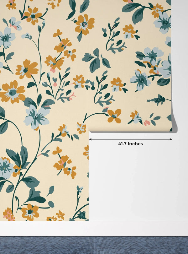 Cute Wildflowers Wallpaper, Seamless Pattern Mural, Oversized Custom Size Wall Art, Non - Woven, Non - Adhesive, Modern Wall Paper, Removable - Adawall Wallpaper - Registered Trade Accounts Only, Wallpaper Wholesale Account - W78005 - Adawall Wholesale - Wallpaper Wholesaler