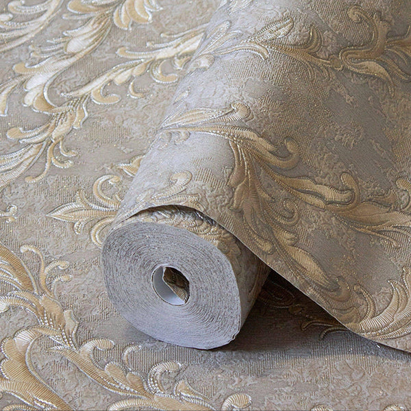 Damask Deep Embossed Wallpaper, Tan, Gold Luxury 3D Non - Pasted Wallcovering, Shimmering, Traditional Non - Woven Wall Decor - Adawall Wallpaper - Registered Trade Accounts Only, Wallpaper Wholesale Account - 1401-5 - Adawall Wholesale - Wallpaper Wholesaler