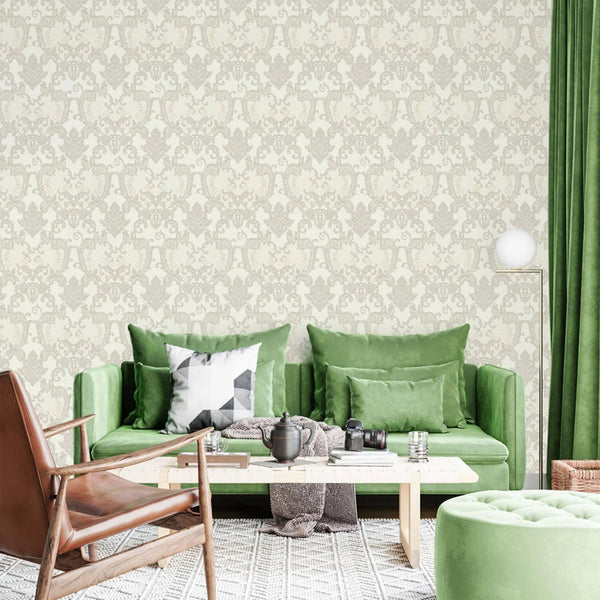 Damask Flocked Velvet Feel Wallpaper, White, Light Gray Deep 3D Embossed Quilted Texture Luxury Wallcovering, Non - Woven - Adawall Wallpaper - Registered Trade Accounts Only, Wallpaper Wholesale Account - 1411-1 - Adawall Wholesale - Wallpaper Wholesaler