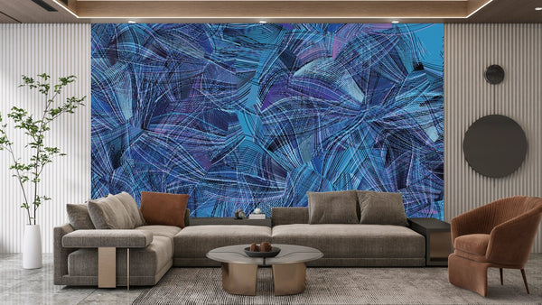 Dark Blue and Pink Wallpaper, Abstract Shapes Mural, Oversized Custom Size Wall Art, Non - Woven, Non - Adhesive, Modern Wall Paper, Removable - Adawall Wallpaper - Registered Trade Accounts Only, Wallpaper Wholesale Account - W77644 - Adawall Wholesale - Wallpaper Wholesaler