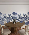 Dark Blue Floral Wallpaper, Seamless Pattern Mural, Oversized Custom Size Wall Art, Non - Woven, Non - Adhesive, Modern Wall Paper, Removable - Adawall Wallpaper - Registered Trade Accounts Only, Wallpaper Wholesale Account - W78075 - Adawall Wholesale - Wallpaper Wholesaler
