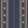 Decorative Striped Embossed Wallpaper, Royal Blue, Yellow, Gold 3D Boho Art Deco Ornate Home Wall Decor, Washable, Durable - Walloro High End Wallcoverings & More