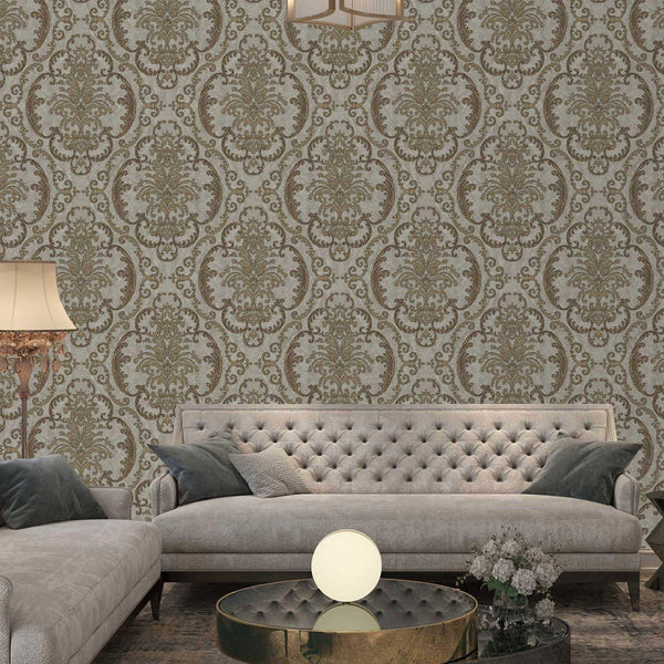 Deep Embossed Sparkling Damask Wallpaper, Stylish Brown Gray Glittering Luxury Fabric Feel Vivid Colors, Home Commercial Use, Easy Clean, Water Resistant - Adawall Wallpaper - Registered Trade Accounts Only, Wallpaper Wholesale Account - 1312-5 - Adawall Wholesale - Wallpaper Wholesaler