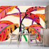 Tropical Plant Wallpaper, Colorful Leaves Mural, Oversized Custom Size Wall Art, Non-Woven, Non-Adhesive, Modern Wall Paper, Removable