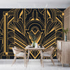 Art Deco Wallpaper, Geometric Gold Mural, Oversized Custom Size Wall Art, Non-Woven, Non-Adhesive, Modern Wall Paper, Removable