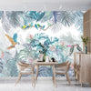 Tropic Jungle Scene Wallpaper, Parrots Mural, Oversized Custom Size Wall Art, Non-Woven, Non-Adhesive, Modern Wall Paper, Removable