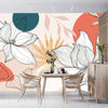 Floral and Botanical Wallpaper, Line Art Mural, Oversized Custom Size Wall Art, Non-Woven, Non-Adhesive, Modern Wall Paper, Removable