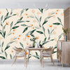Abstract Floral, Beige Background Wallpaper, Seamless Pattern Mural, Oversized Custom Size Wall Art, Non-Woven, Non-Adhesive, Modern Wall Paper, Removable